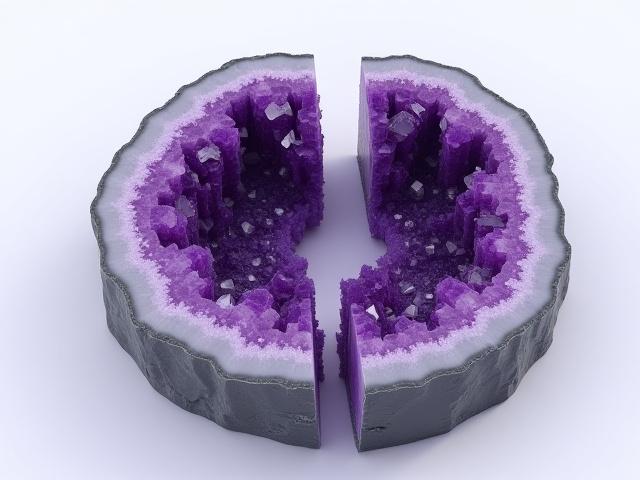 3D animation na ipinapakita ang istraktura ng amethyst geode